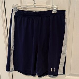 Under Armour Men's Navy Athletic Shorts with White Side Panels